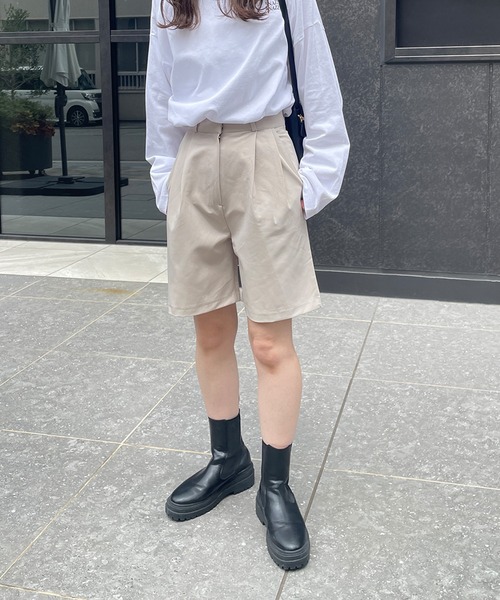 アトリエボズ ハイウエストハーフパンツ ハイウエストタックハーフパンツ | LE MORE