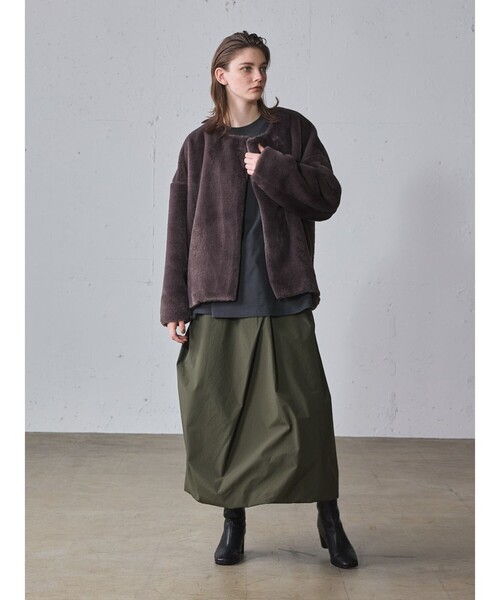 DRIES VAN NOTEN ドレープアシンメトリーミディスカート MIDIUMISOLID スカート ナイロンドレープアシンメトリースカート