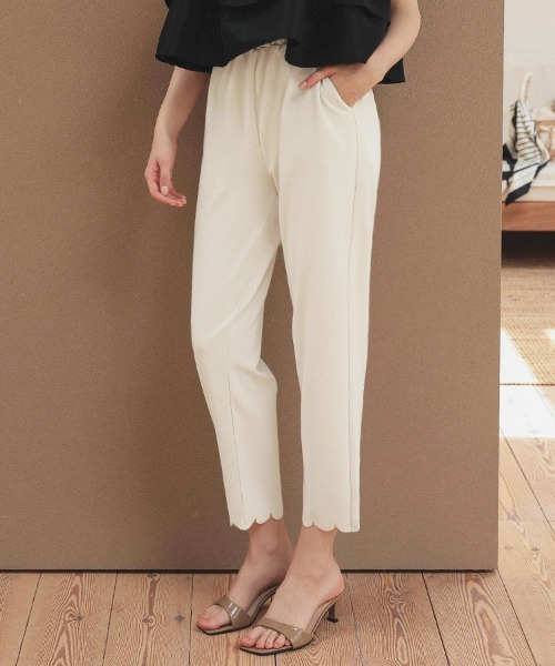 DONOBAN（ドノバン） スラックス パンツ 裾スカラップパンツ