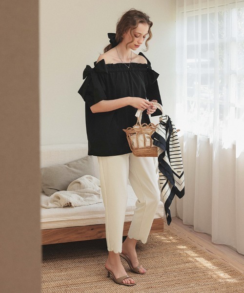 DONOBAN（ドノバン） スラックス パンツ 裾スカラップパンツ