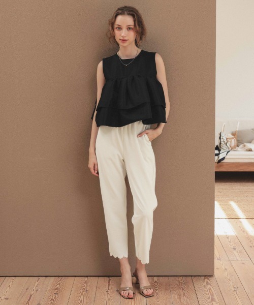 DONOBAN（ドノバン） スラックス パンツ 裾スカラップパンツ