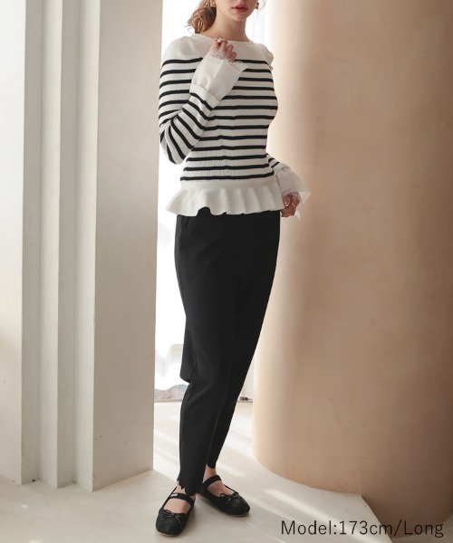 DONOBAN（ドノバン） スラックス パンツ 裾スカラップパンツ