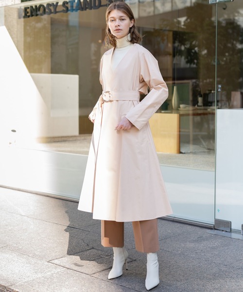 ELIN」 ノーカラーコート 36 ネイビー レディース : 81349520 