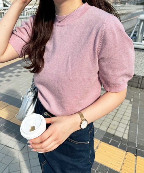 nelliy. サマーニット ニット セーター ラメパフスリーブニット