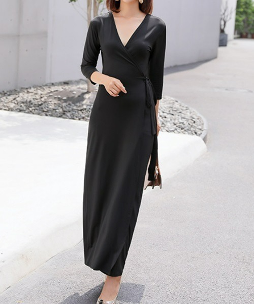 DVF シルク ラップワンピース カシュクールワンピース M 再入荷 七分袖 ラップワンピース カシュクールワンピース