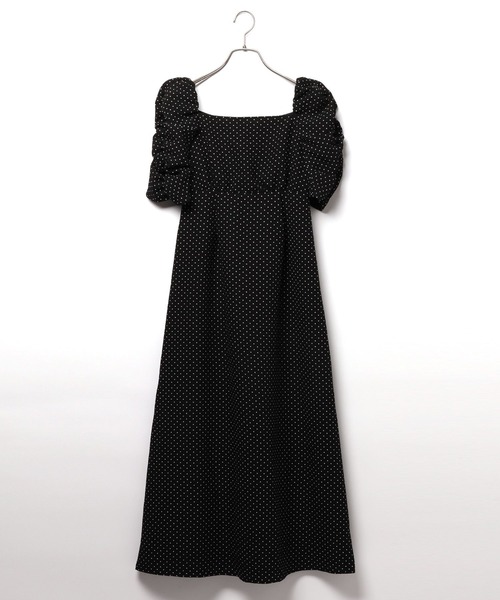 j&mdavidson モノトーンドットワンピース ギャザーティアドレス j&mdavidson モノトーンドットワンピース ギャザーティアドレス