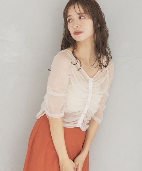 tシャツ 「mline」ドットシャーリングＴシャツ レディース mline] シャーリングミニTシャツ | mystic(ミスティック