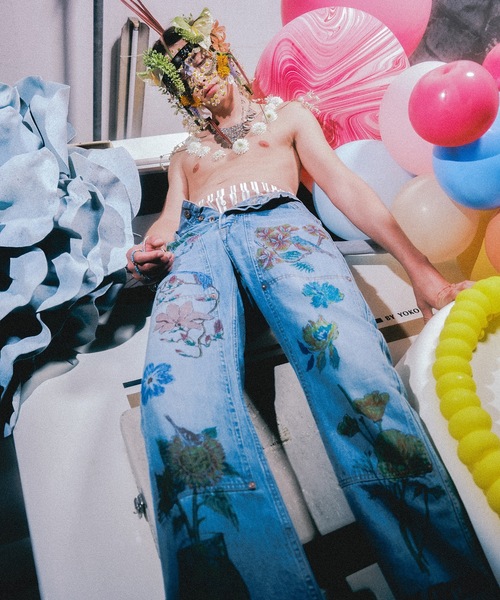amok ジーンズ HAND-PAINT DENIM PANTS メンズ レディース