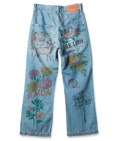 amok ジーンズ HAND-PAINT DENIM PANTS メンズ レディース