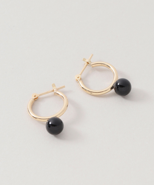 Lilas ピアス 「WEB限定」オニキスフープピアスM K10（両耳