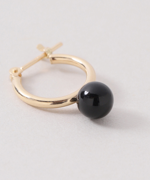 Lilas ピアス 「WEB限定」オニキスフープピアスM K10（両耳