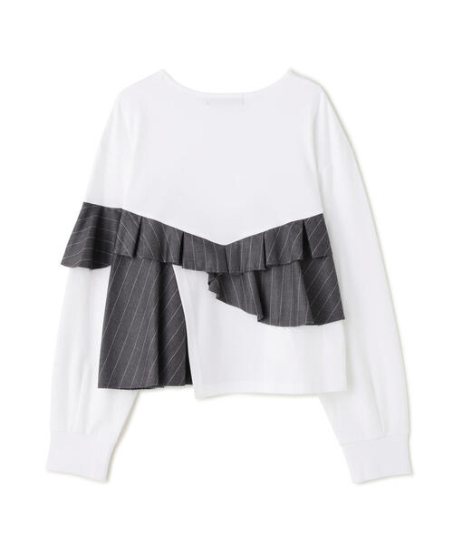tシャツ AULA/アウラ/別注ストライプフリル切替トップス レディース AULA tシャツ AULA/アウラ/別注ストライプフリル切替トップス