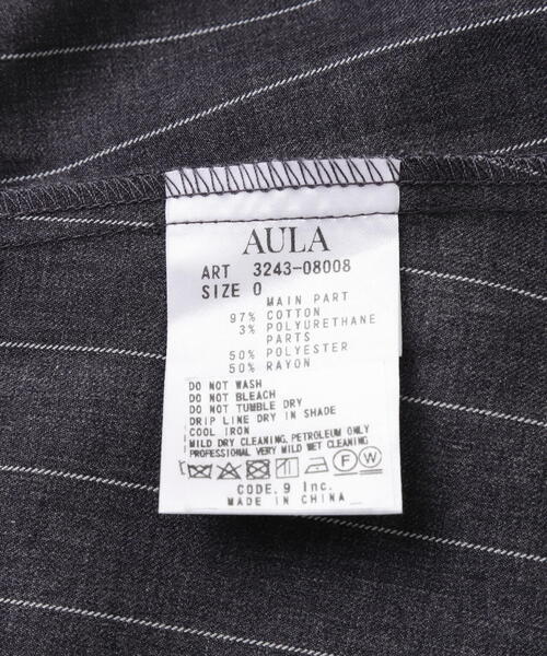 AULA tシャツ AULA/アウラ/別注ストライプフリル切替トップス
