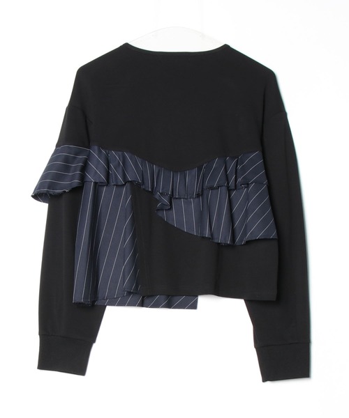 tシャツ AULA/アウラ/別注ストライプフリル切替トップス レディース AULA tシャツ AULA/アウラ/別注ストライプフリル切替トップス