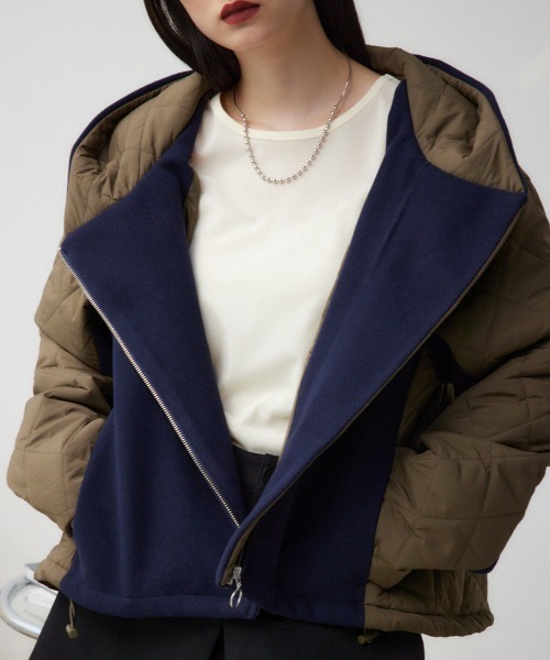 MOUSSY m_ キルティング ロングコート ネイビー moussy キルティングロングコート ネイビー M_ エムアンダーバー