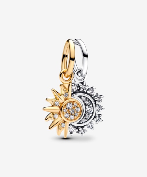 ☆美品☆パンドラPANDORA シルバー スプリットチャーム PANDORA チャーム スプリッタブル サン ＆ ムーン ダングル