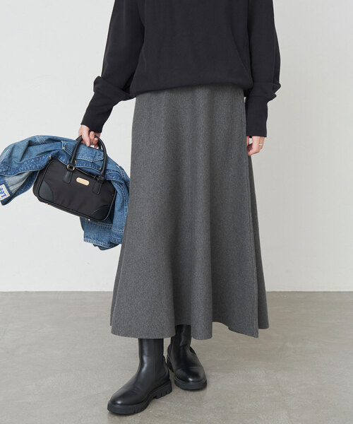 SLOBE IENA スカート 「追加」ミラノリブニットフレアスカート