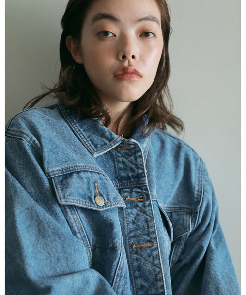 anuke（アンヌーク） ノーカラーコート コート Short Denim Jacket