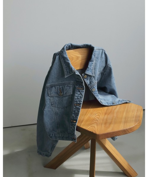 anuke（アンヌーク） ノーカラーコート コート Short Denim Jacket