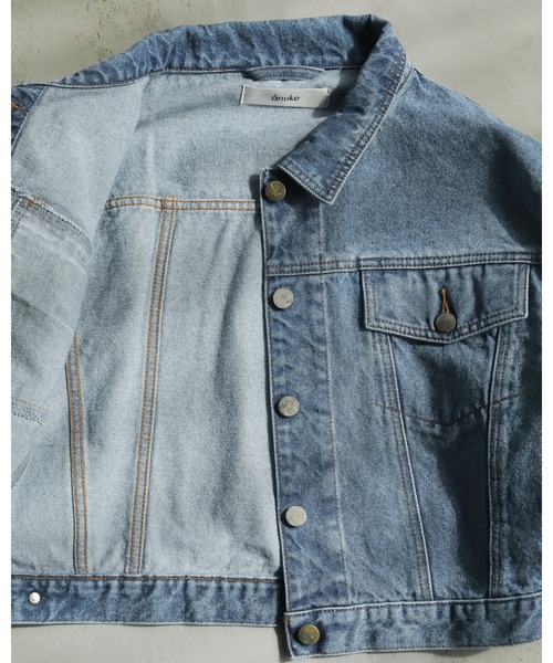 anuke ノーカラーコート コート Short Denim Jacket レディース