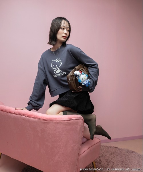 スウェット HELLO KITTY スウェット レディース sanrio トレーナー スウェット 「HELLO KITTY」ショートプル