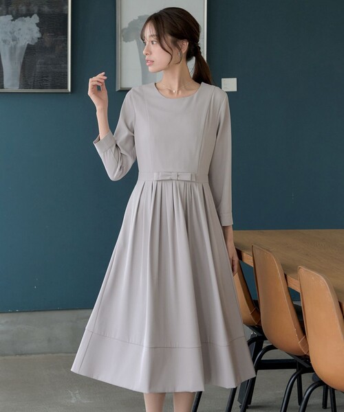 【CHICLINE 】SAON リボンベルトフレアワンピース Tiaclasse ワンピース リボンベルトフレアワンピース : ZOZOTOWN