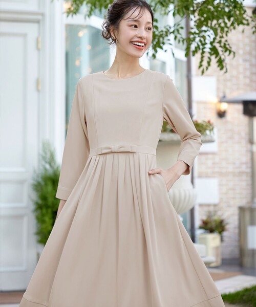 Tiaclasse ワンピース リボンベルトフレアワンピース : ZOZOTOWN Yahoo