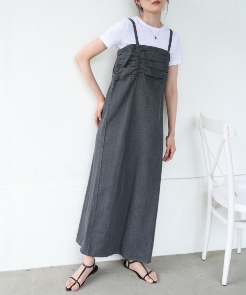 BAB（バブ） ワンピース 「サイズ展開あり」デニムギャザーキャミ 