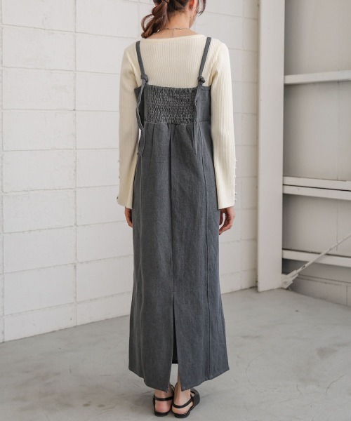 BAB ワンピース 「S・Mサイズ展開」デニムギャザーキャミワンピース