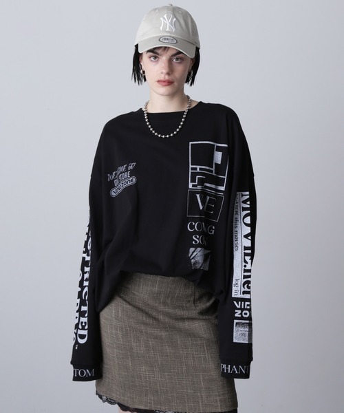ROSE BUD tシャツ (OKIRAKU×ROSEBUD)スリーブプリントロンT