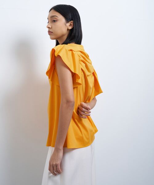 LANVIN en Bleu tシャツ ランダムタックドレープカットソー レディース