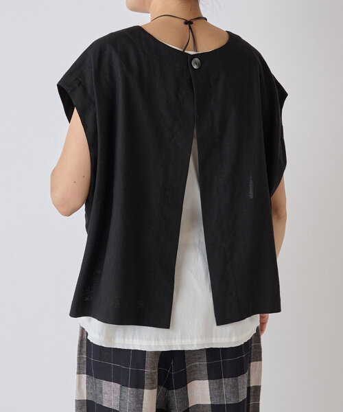 【ビアズリー】2点セット　リネンショートベストブラック＋シャツタンクホワイト BEARDSLEY｜リネンショートベスト | Rakuten Fashion(楽天
