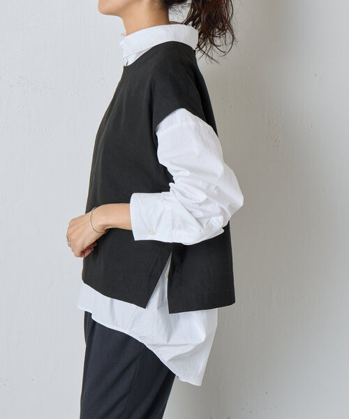 BEARDSLEY - 【週末セール】BEARDSLEYビアズリー　リネンショートベスト BEARDSLEY｜リネンショートベスト | Rakuten Fashion(楽天