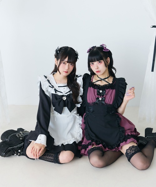 DearMyLove ジャンパースカート フリルレースアップエプロン