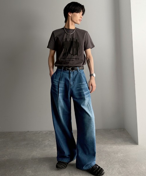 Classical Origin ワイドパンツ ジーンズ ボタン付きストラップ