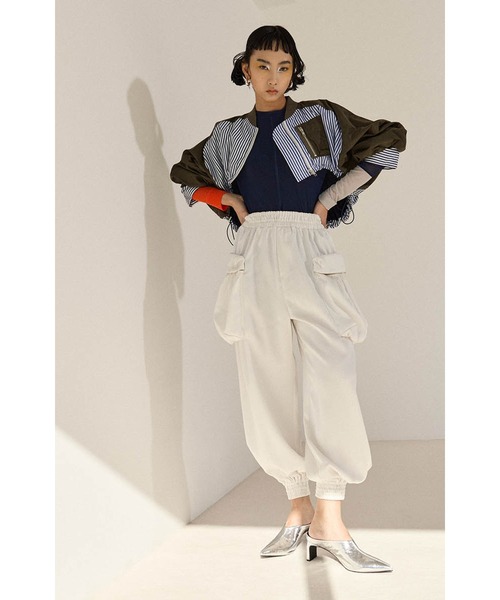 OMMO（オーエムエムオー） スラックス パンツ GATHER POCKET SATIN PT