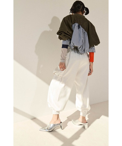 OMMO スラックス パンツ GATHER POCKET SATIN PT レディース