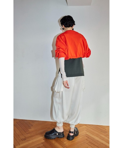 OMMO（オーエムエムオー） スラックス パンツ GATHER POCKET SATIN PT