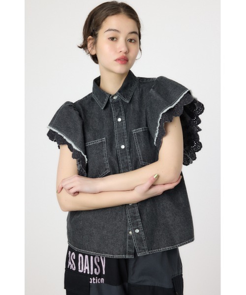 ブラウス シャツ フリルレース デニムシャツ レディース RODEO CROWNS WIDE BOWL ブラウス シャツ フリルレース デニム