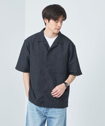 green label relaxing シャツ リネンライク ジャカード 半袖