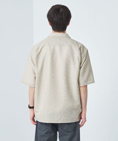 green label relaxing シャツ リネンライク ジャカード 半袖