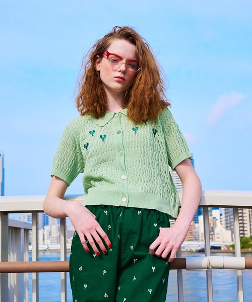 LOB ニット セーター ロブスター刺繍半袖ニット レディース : ZOZOTOWN