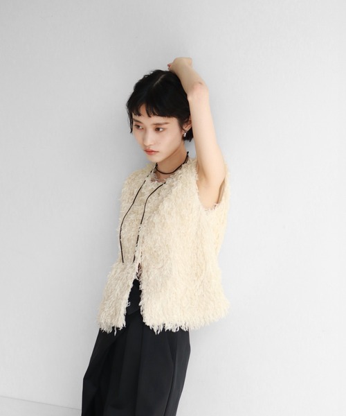 NOGLE ベスト ジレ 「NOGLE/ノグル」フリンジノースリートップス