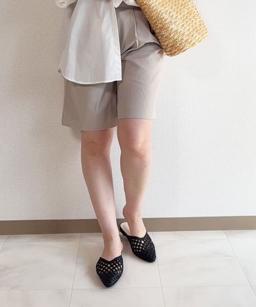 lus. サンダル メッシュ編みミュールサンダル レディース