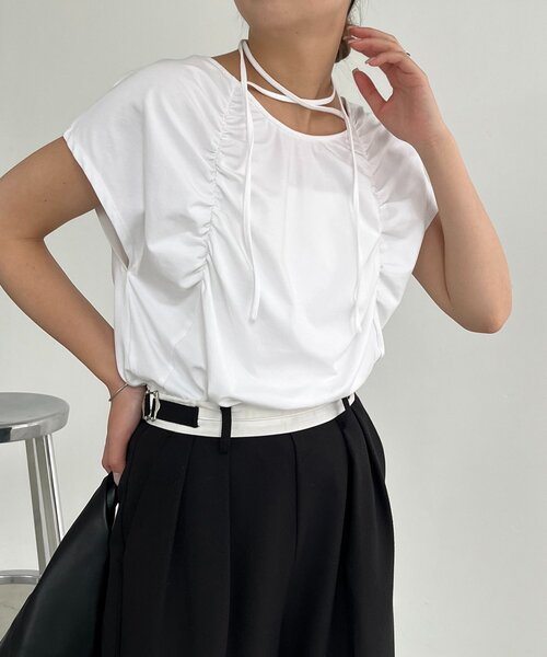 ギャザーフレンチTシャツ カプリシューレマージュ セール】【待望の再入荷！】ギャザーフレンチTシャツ（Tシャツ