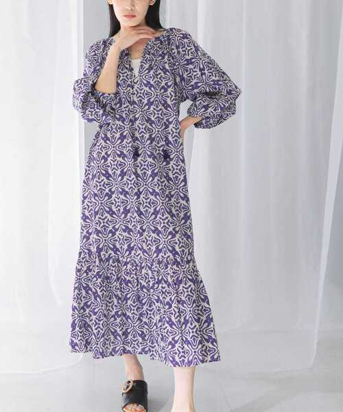 ワンピース sara mallika COTTON LUREX RIPPLE PRINT DRESS