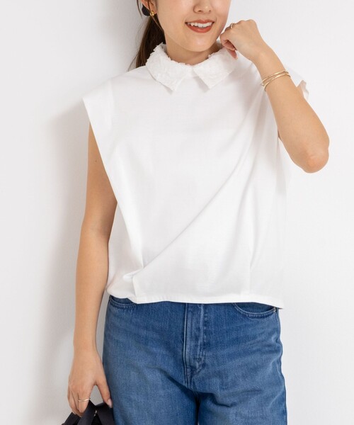 「NOLLEY'S」 半袖カットソー FREE ホワイト レディース NOLLEY'S tシャツ 衿付きプルオーバーカットソー レディース