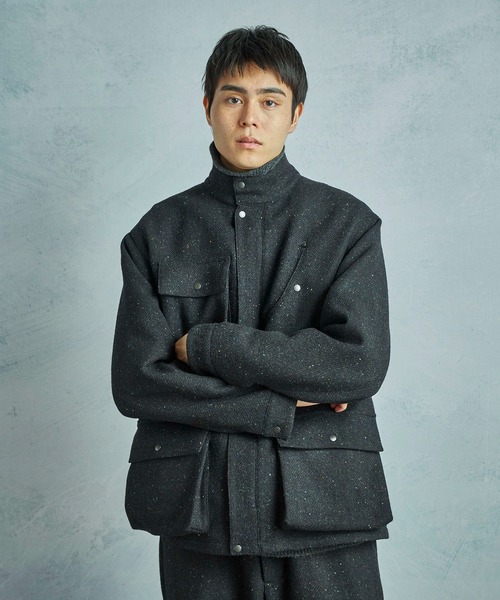 ブルゾン アウター 「50th Anniv . 菊池武夫」HARRIS TWEED COLOR NEP BLOUSON メンズの画像