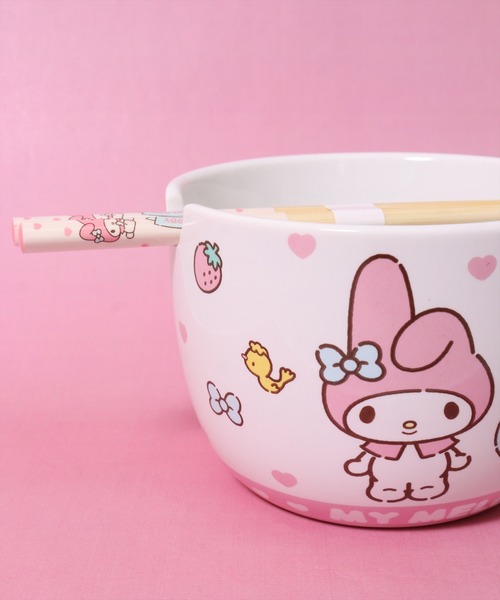 sanrio（サンリオ） 食器 (SK)「sanrio」陶器製 ボウル ＆ 竹箸 セット