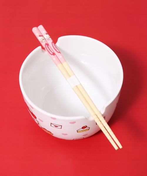 sanrio（サンリオ） 食器 (SK)「sanrio」陶器製 ボウル ＆ 竹箸 セット